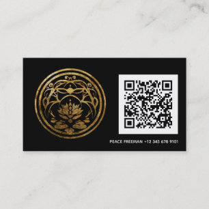 Tarjeta De Visita Lotus Quietud   Diseño de Mandala Dorado