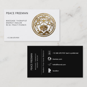 Tarjeta De Visita Lotus Quietud   Diseño de Mandala Dorado