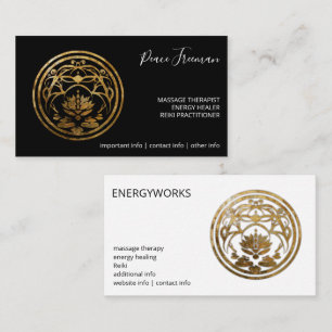Tarjeta De Visita Lotus Quietud Diseño de Mandala Dorado