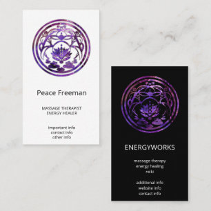 Tarjeta De Visita Lotus Quietud Diseño de Mandala Púrpura