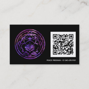 Tarjeta De Visita Lotus Quietud   Diseño de Mandala Púrpura