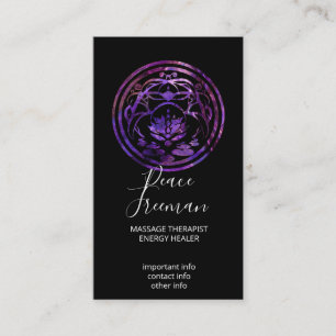 Tarjeta De Visita Lotus Quietud   Diseño de Mandala Púrpura