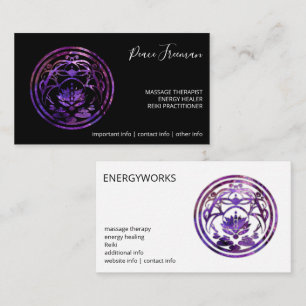 Tarjeta De Visita Lotus Quietud Diseño Mandala Púrpura