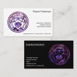 Tarjeta De Visita Lotus Quietud Diseño Mandala Púrpura