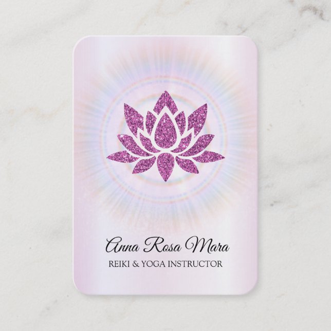 Tarjeta De Visita *~* Lotus Rays Reiki Energy Healing MAGENTA  (Anverso)