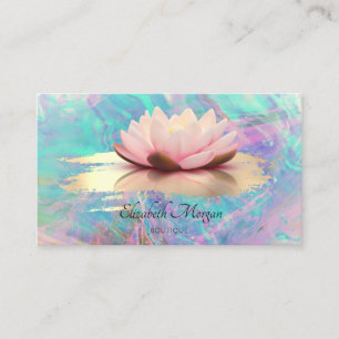 Tarjeta De Visita Lotus Rosa Dorado Moderno Pincelada Ópalo