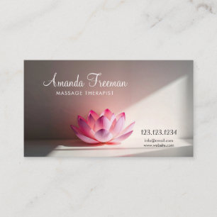 Tarjeta De Visita Lotus rosa en terapeuta de masaje suave y ligero