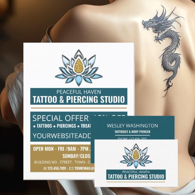 Tarjeta De Visita Lotus Tattoo, Tatotista y Piercer Corporal (Subido por el creador)