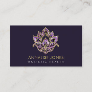 Tarjeta De Visita Lotus - textura Amethyst y oro adornados
