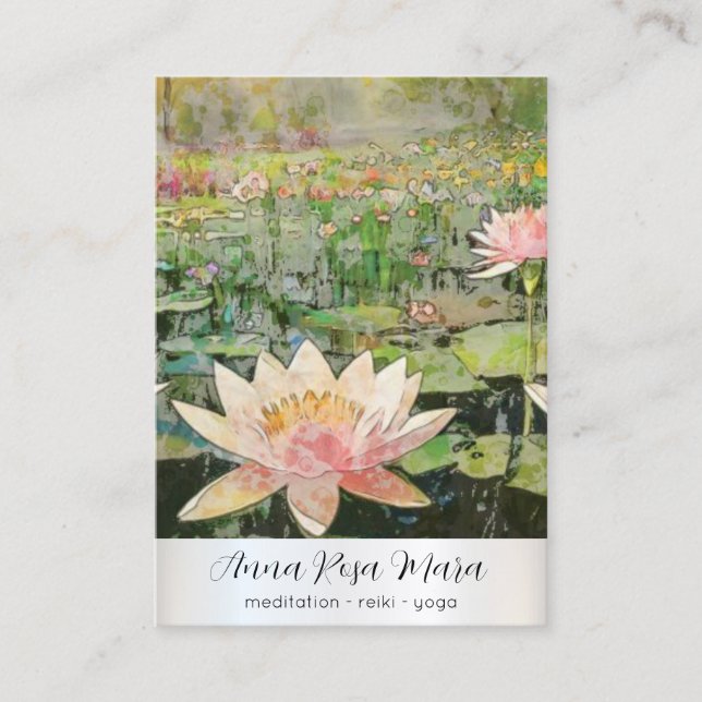 Tarjeta De Visita *~* Lotus Water Lily Nature Flores QR AP67 Art (Anverso)