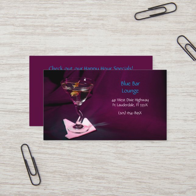 Tarjeta De Visita Lounge Blackberry Martini Bar Business Card (Anverso/Reverso In Situ)