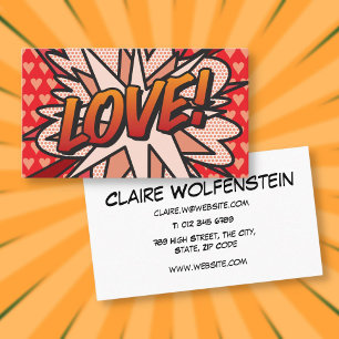 Tarjeta De Visita LOVE Divertido Moderno Comic Book Cool