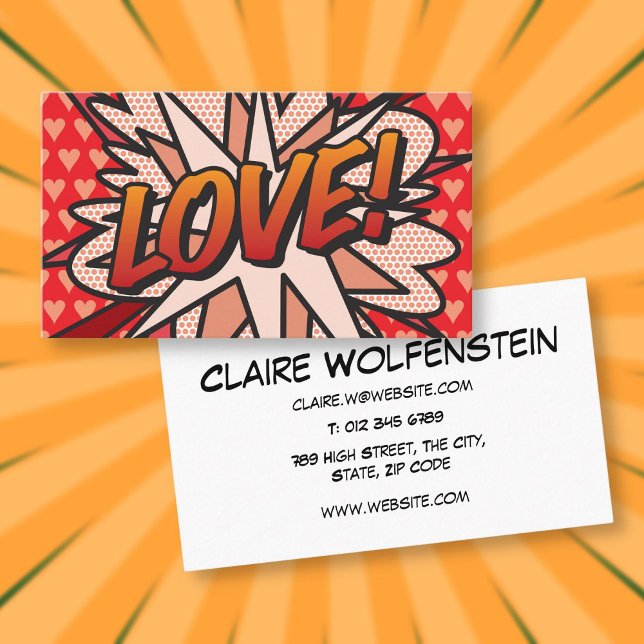 Tarjeta De Visita LOVE Fun moderno libro de historietas de Guay (LOVE Fun Modern Cool Comic Book Business Card)