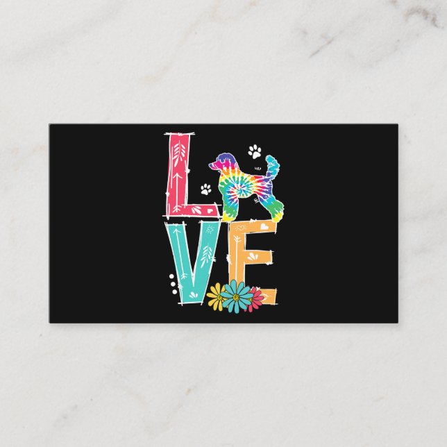 Tarjeta De Visita Love Poodle Tie Dye Rainbow Poodle Lover (Anverso)