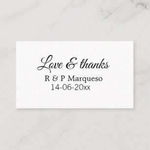 Tarjeta De Visita Love & thanks add couple name wedding add date yea