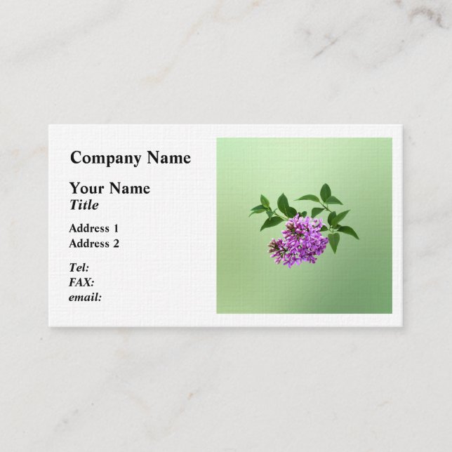 Tarjeta De Visita Lovely Lilacs (Anverso)