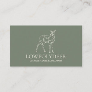 Tarjeta De Visita Lowpoly Deer de los animales de la salvia verde