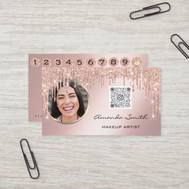 Tarjeta De Visita Loyalty Card 10 Punch Crown Silver QR Logo Photo  (Anverso/Reverso In Situ)