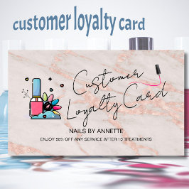 Tarjeta De Visita * Loyalty Card Manicurist Nail Tech Rose Gold  