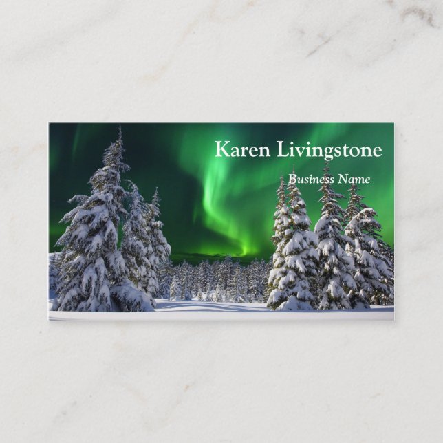 Tarjeta De Visita Luces boreales durante el invierno (Anverso)