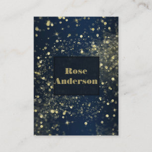Tarjeta De Visita Luces Brillantes Azules y Doradas Glam Brillante P