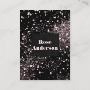 Tarjeta De Visita Luces Brillantes Chispeantes Negras y Rosadas Glam