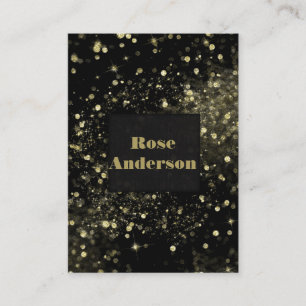 Tarjeta De Visita Luces Brillantes Negras y Doradas Glam Brillante P