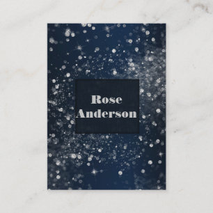 Tarjeta De Visita Luces Brillantes Plateadas Azules Glam Brillante R