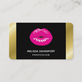 Tarjeta De Visita Luces brillantes rosadas calientes en negro