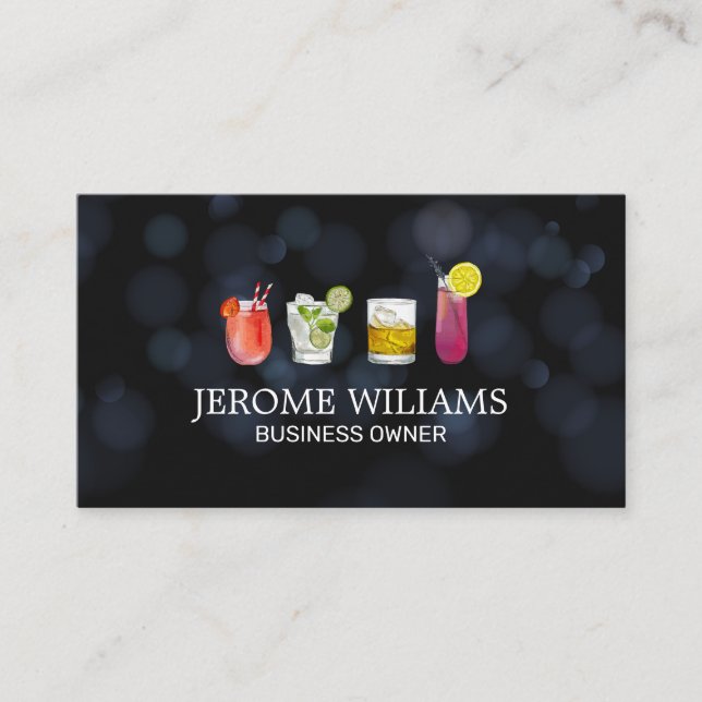 Tarjeta De Visita Luces de boca | Bebidas de cóctel mixtas (Anverso)
