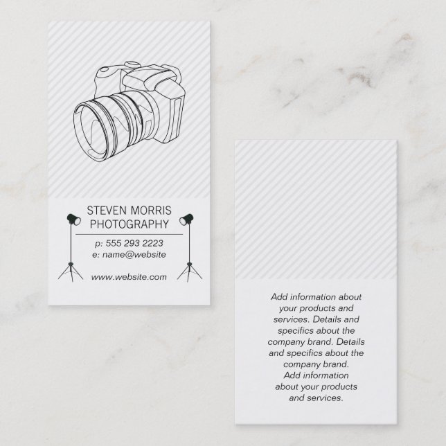 Tarjeta De Visita Luces de estudio | Fotógrafo | Cámara (Anverso / Reverso)