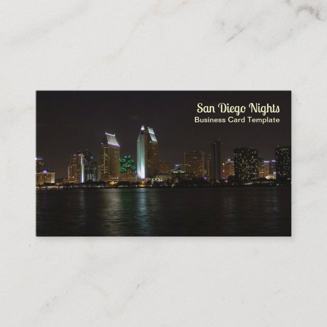 Tarjeta De Visita Luces de la bahía de San Diego (Anverso)