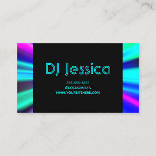 Tarjeta De Visita Luces de neón abstractas Aqua Club nocturno DJ