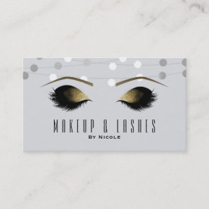 Tarjeta De Visita Luces de plata blancas Maquillaje Pestañas Belleza