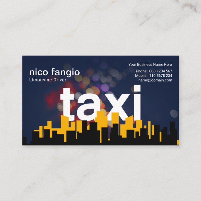 Tarjeta De Visita Luces nocturnas flotantes TAXI Línea aérea de la c (Anverso)