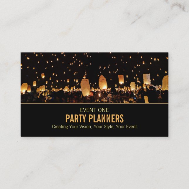 Tarjeta De Visita Luces nocturnas, planificador de eventos Fiesta (Anverso)