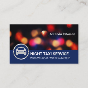 Tarjeta De Visita Luces Nocturnas Tráfico Bokeh Servicio de Taxi
