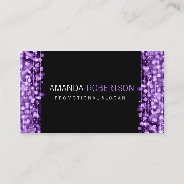 Tarjeta De Visita Luces y chispas púrpuras profesionales simples (Anverso)