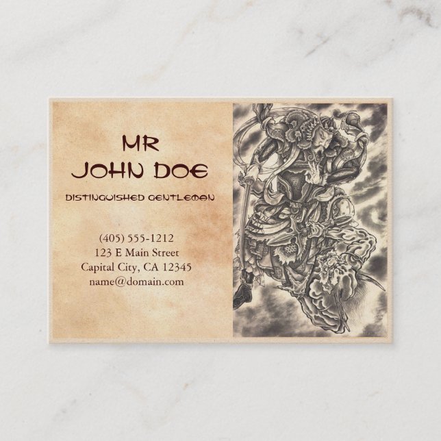 Tarjeta De Visita Lucha japonesa del samurai del demonio del vintage (Anverso)