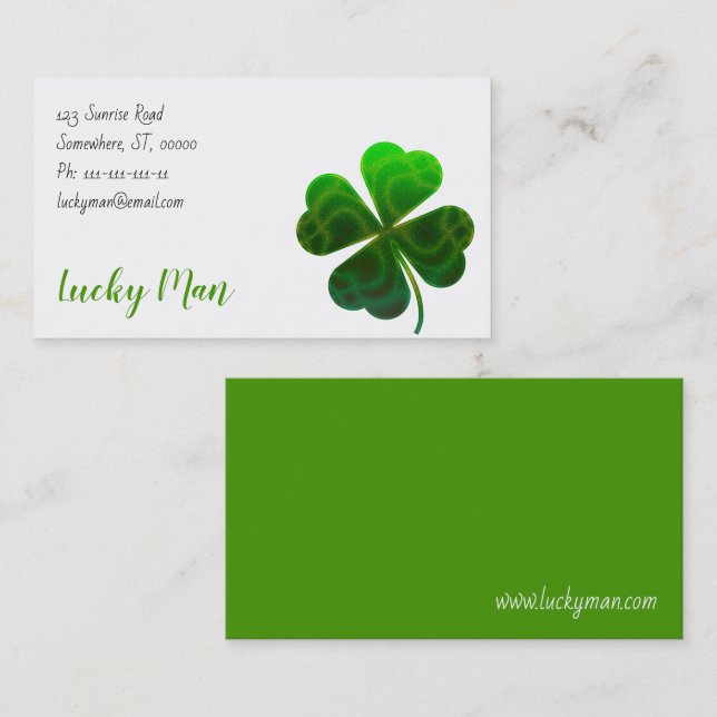 Tarjeta De Visita Lucky Clover | Floral (Anverso / Reverso)