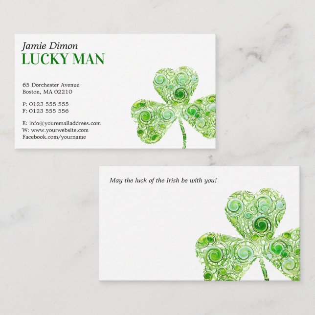 Tarjeta De Visita Lucky Clover | Floral (Anverso / Reverso)