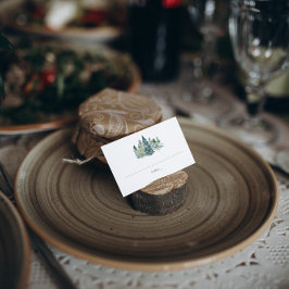 Tarjeta De Visita Lugar de Boda Rústico Minimalista con Pinos Acuare