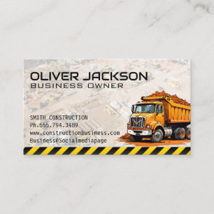 Tarjeta De Visita Lugar de construcción   Vehículo de camión de volc