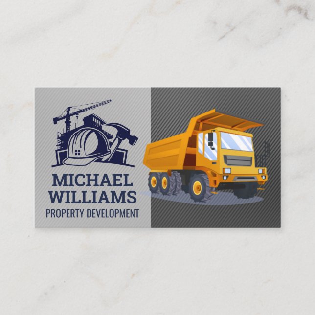 Tarjeta De Visita Lugar de construcción | Vehículo de camión de volc (Anverso)