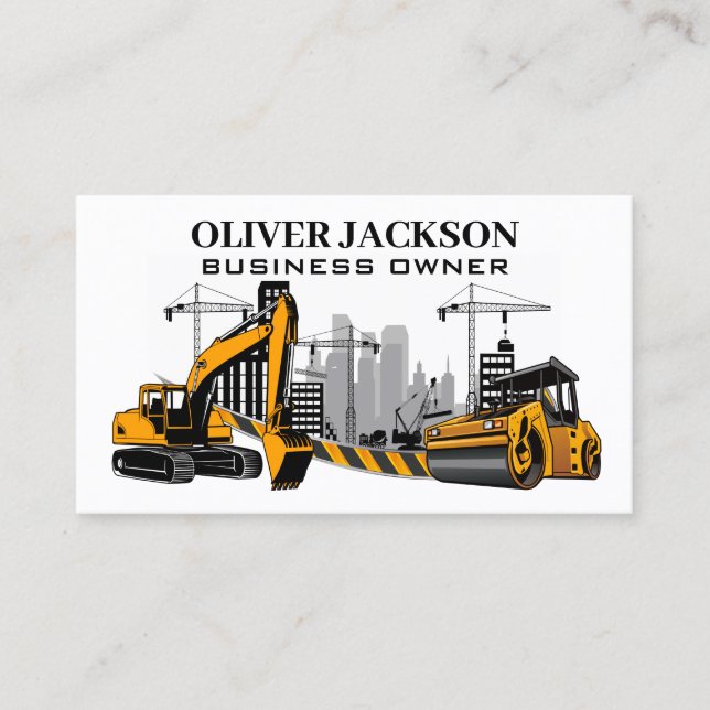 Tarjeta De Visita Lugar de construcción y vehículos (Anverso)