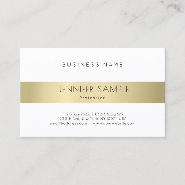 Tarjeta De Visita Lugar de oro Moderno Limpio Profesional Elegante (Anverso)