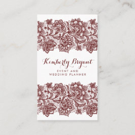 Tarjeta De Visita Lugar rojo Borgoña Elegante y elegante blanco