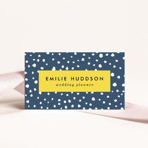 Tarjeta De Visita Lugares dálmatas azul de la marina, puntos dálmata