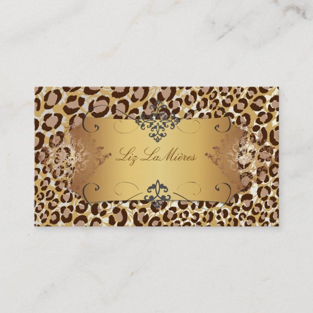 Tarjeta De Visita Lugares leopardo de la naturaleza + guión de damas (Anverso)