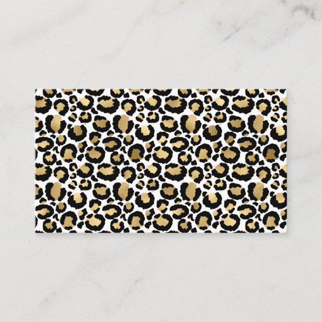 Tarjeta De Visita Lugares Monocromáticos de Leopardo Wild Glam Fashi (Anverso)